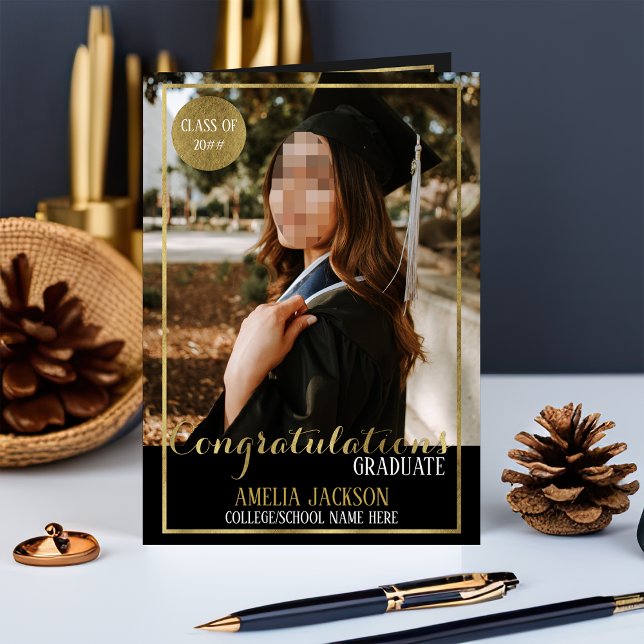 Carte de félicitations pour les diplômes Black & G (Créateur téléchargé)