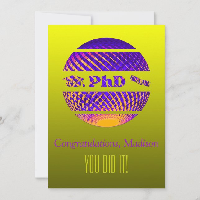 Carte de félicitations pour l'obtention d'un docto (Devant)