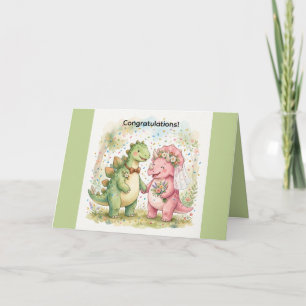 Carte de félicitations pour mariage de dinosaures