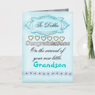 Carte de félicitations pour nouveau bébé bleu, gra
