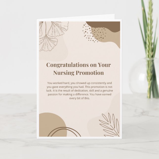 Carte de Félicitations pour Promotion d'Infirmière (Devant)