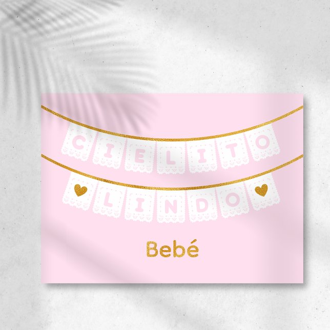 Carte de félicitations rose Cielito Lindo pour béb (Créateur téléchargé)