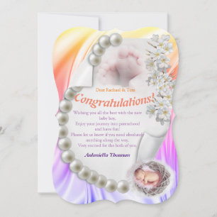 Carte de félicitations Silky Ivory Pearl Baby Cong