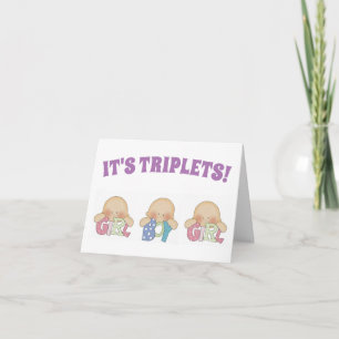 Carte de félicitations - Triplets deux filles un g