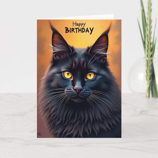 Carte de félin d'anniversaire royale (Devant)