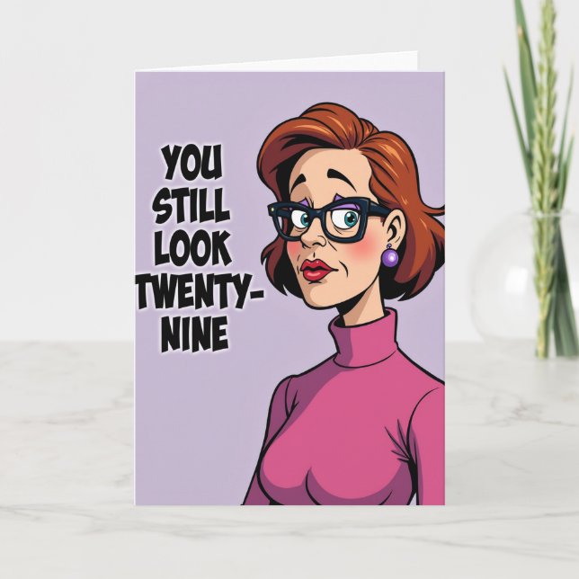 Carte de femme d'anniversaire de style BD (Devant)