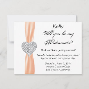 Carte de femme de Mariage Diamond Heart Orange