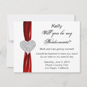Carte de femme de Mariage Diamond Heart Red
