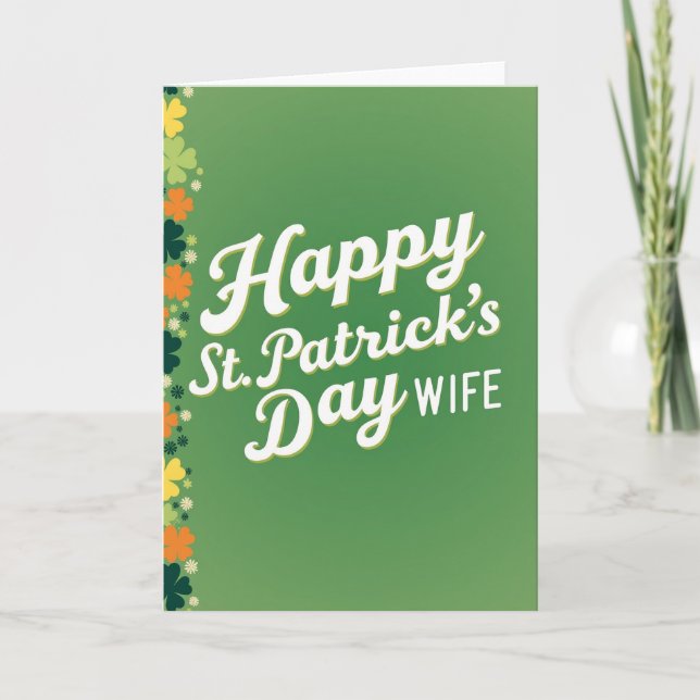 Carte de femme pour la Saint-Patrick au trèfle ver (Devant)