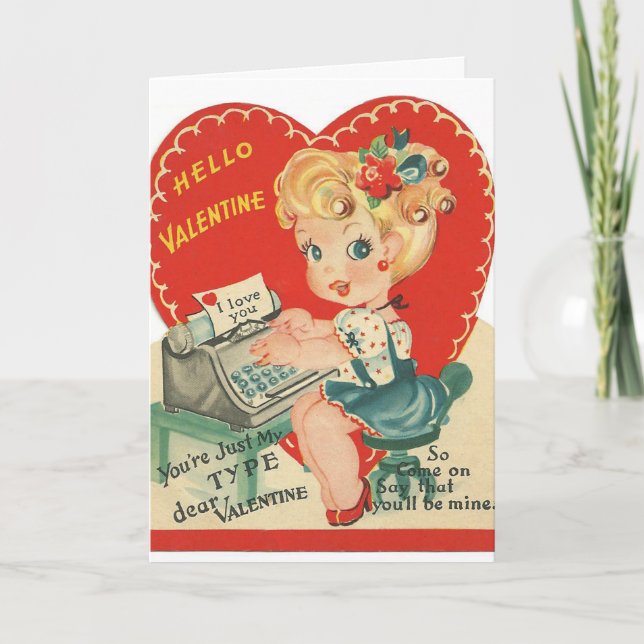 Carte de femme rétro vintage avec message ajouté (Devant)