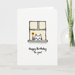 Carte de fenêtre de chat d'anniversaire douce