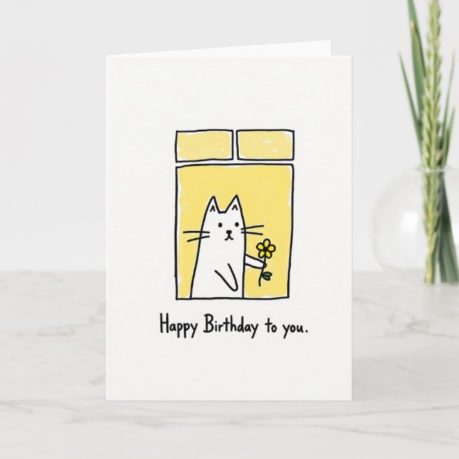 Carte de fenêtre pour félin joyeux (Devant)