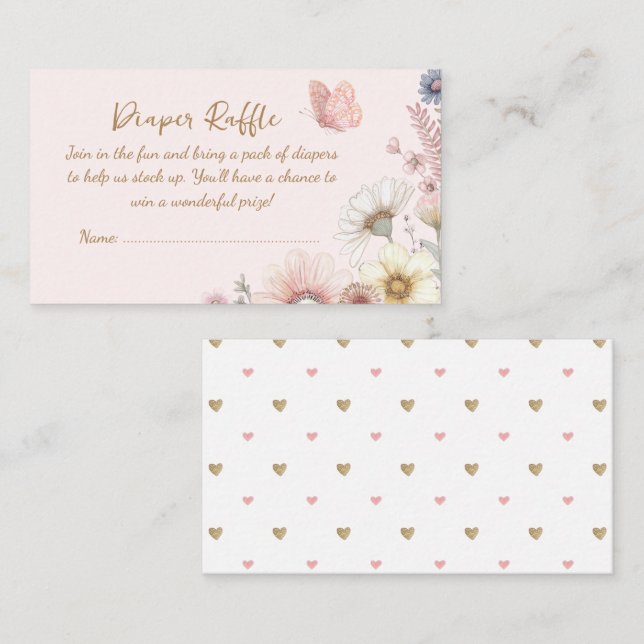 Carte de fermeture à rabat à Papillon rose (Devant / Derrière)