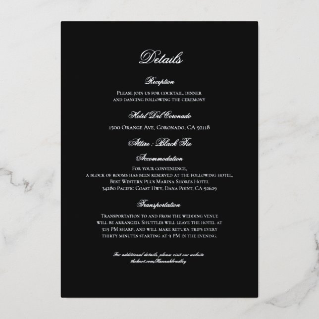 Carte de fermeture aux détails en feuille d'argent (Recto)