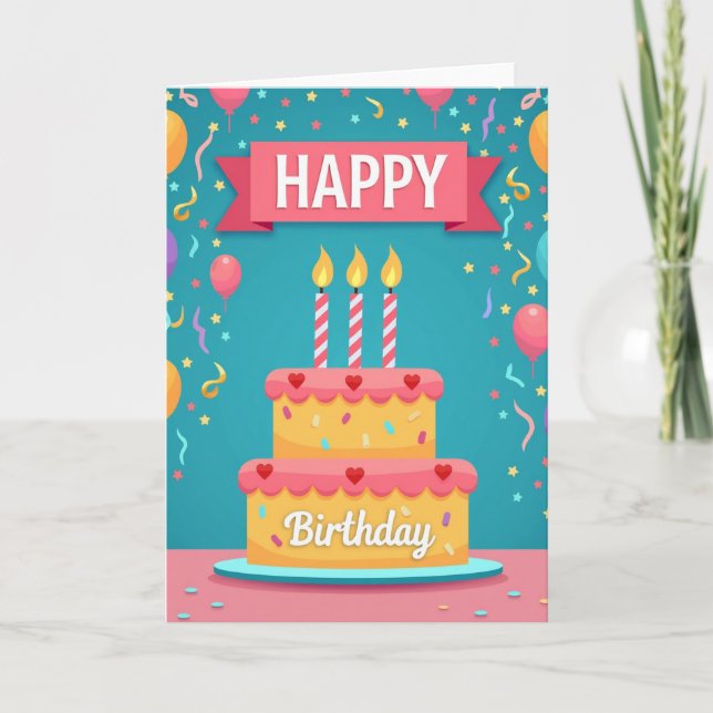 Carte de fête avec bougies rayées (Devant)