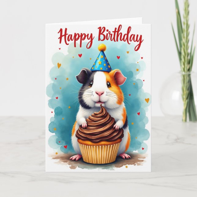 Carte de fête avec un animal chapeau de fête (Devant)
