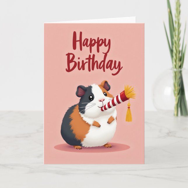 Carte de fête avec un Cavy duveteux (Devant)