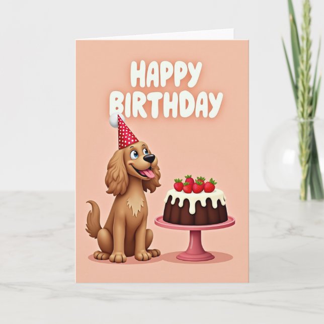 Carte de fête avec un chiot souriant (Devant)