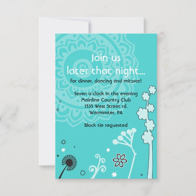CARTE DE FÊTE Bat mitzvah FLORALE GRAVE ET BEAUCOU (Devant)