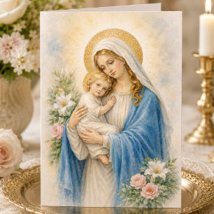 Carte de fete Catholique Marie et Jesus Religieuse