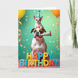 Carte de fête Chiots Empilés
