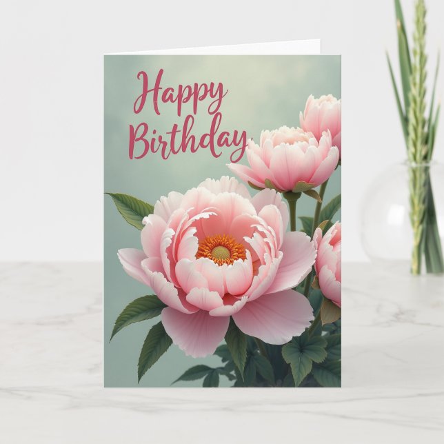 Carte de fête d'anniversaire à bouquet de pétales  (Devant)