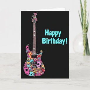 Carte de fête d'anniversaire à guitare Rockin