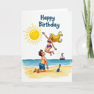 Carte de fête d'anniversaire à la plage
