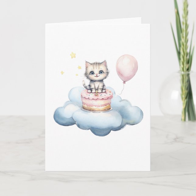 Carte de fête d'anniversaire adorable de chaton à  (Devant)