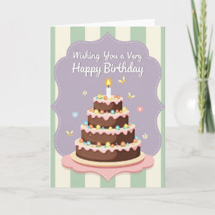 Carte de Fête d'Anniversaire avec Gâteau Floral