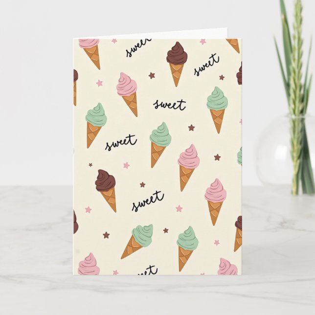 Carte de fête d'anniversaire avec motif de glace s (Devant)
