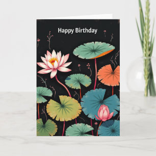 Carte de Fête d'Anniversaire avec une Flore Aquati