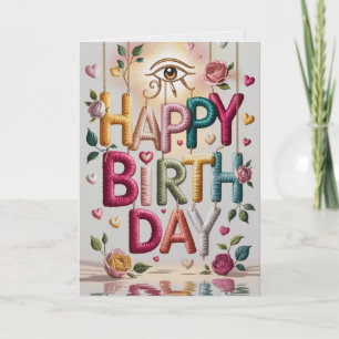 Carte de fête d'anniversaire bohème colorée avec u