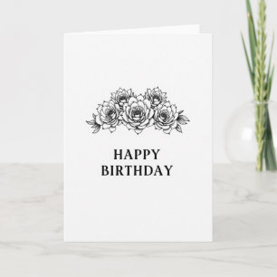 Carte de fête d'anniversaire botanique monochrome