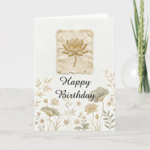 Carte de fête d'anniversaire Crème Fleur de Lotus