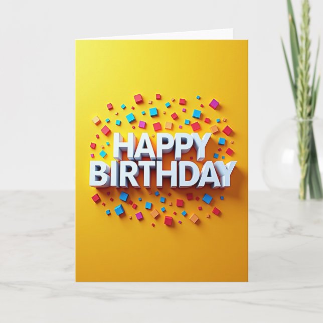 Carte de fête d'anniversaire Cube Burst (Devant)