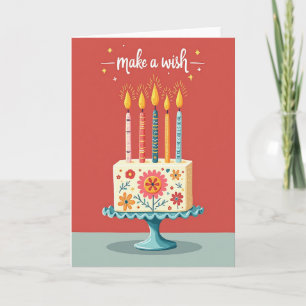 Carte de fête d'anniversaire d'art populaire