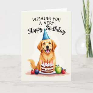 Carte de fête d'anniversaire de chien doré