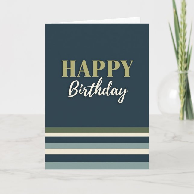 Carte de fête d'anniversaire en texte Navy Luxe (Devant)