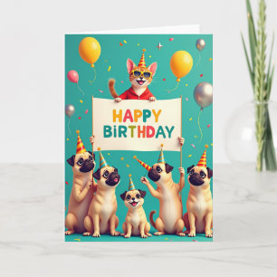 Carte de fête d'anniversaire fantaisiste pour chat