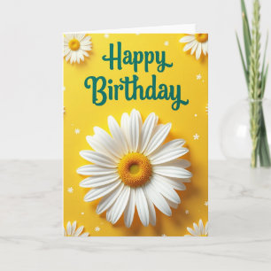 Carte de Fête d'Anniversaire Fleur Blanche Joyeuse