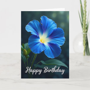Carte de Fête d'Anniversaire Fleur Bleue Douce