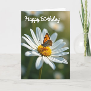 Carte de Fête d'Anniversaire Fleur Insecte