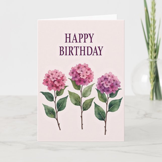 Carte de Fête d'Anniversaire Fleurie Aquarelle Dou (Devant)