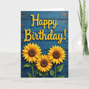 Carte de Fête d'Anniversaire Fleurie Dorée Joyeuse