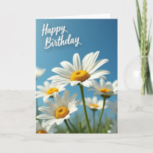 Carte de Fête d'Anniversaire Fleurie Ensoleillée