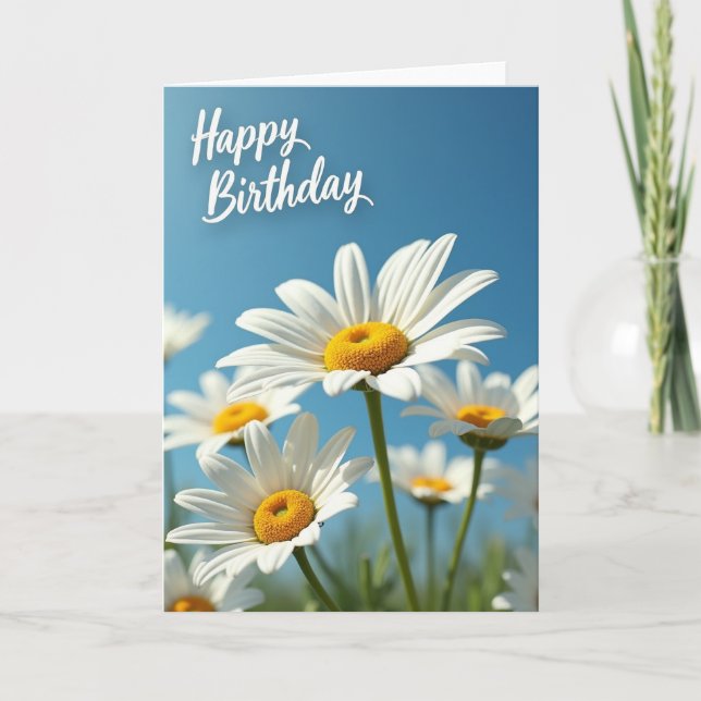 Carte de Fête d'Anniversaire Fleurie Ensoleillée (Devant)