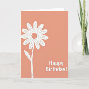 Carte de Fête d'Anniversaire Fleurie Pêche Douce