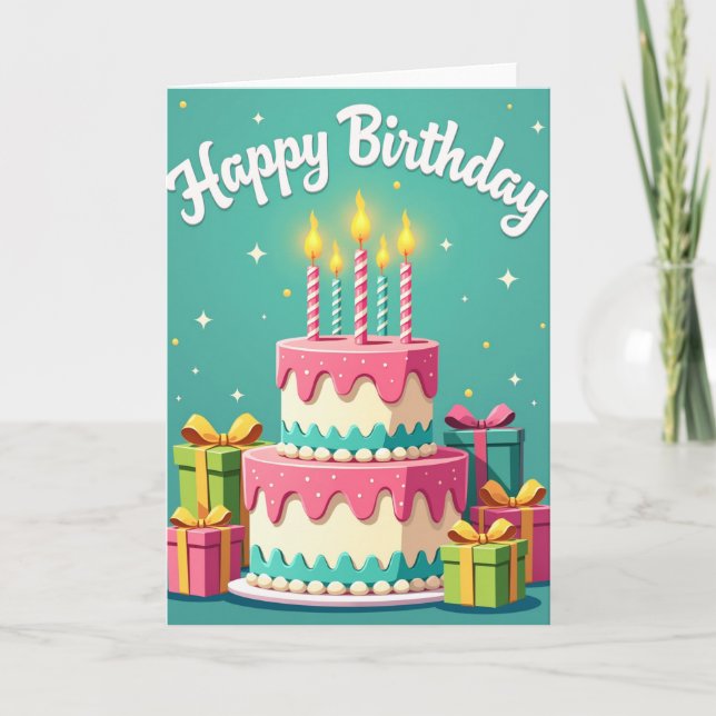 Carte de fête d'anniversaire florale (Devant)