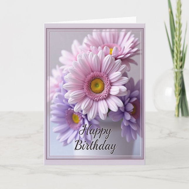 Carte de Fête d'Anniversaire Florale Douce (Devant)